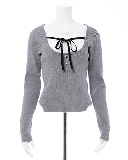 INGNI（イング） フロントレースドッキングニット ｸﾞﾚｰ/ｵﾌﾎﾜｲﾄ