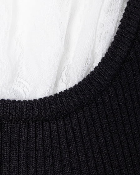 INGNI（イング） フロントレースドッキングニット ｸﾛ/ｵﾌﾎﾜｲﾄ