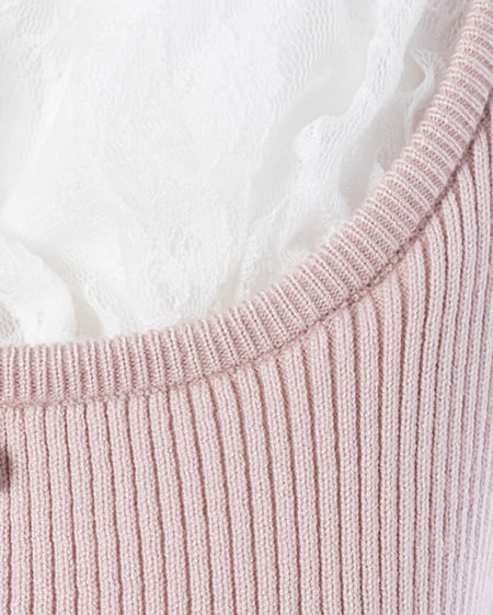 INGNI（イング） フロントレースドッキングニット ﾋﾟﾝｸ/ｵﾌﾎﾜｲﾄ