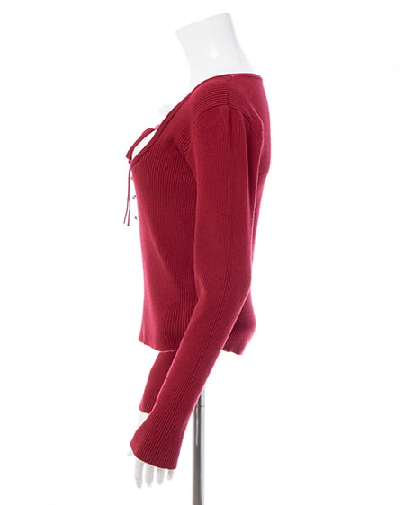 INGNI（イング） フロントレースドッキングニット ｱｶ/ｵﾌﾎﾜｲﾄ