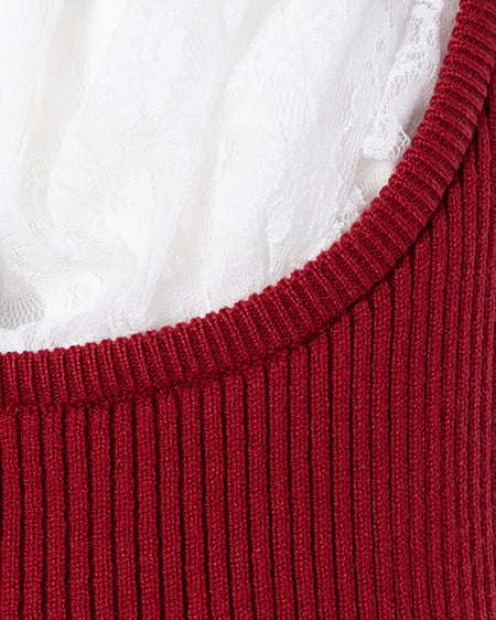 INGNI（イング） フロントレースドッキングニット ｱｶ/ｵﾌﾎﾜｲﾄ