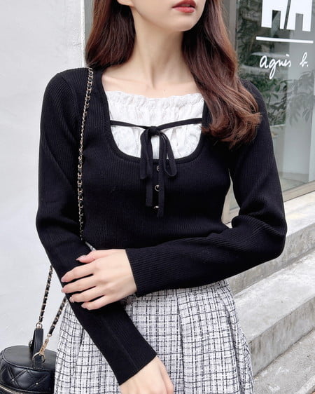 フロントレースドッキングニット