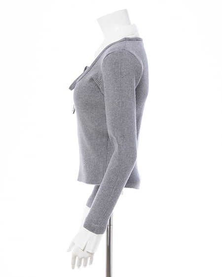 INGNI(イング) シャツドッキングフロントリボンニット グレー/オフホワイト