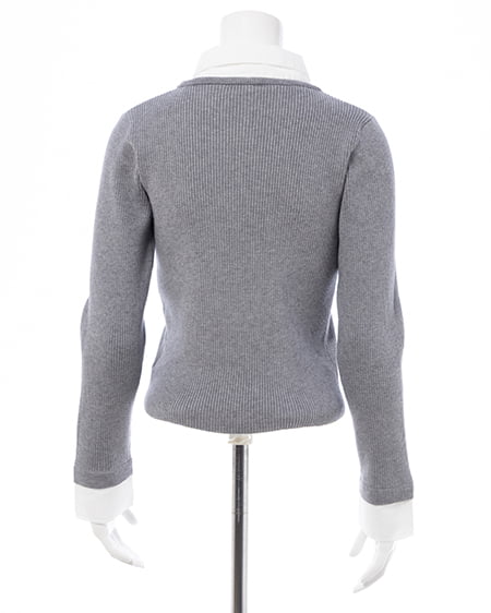 INGNI(イング) シャツドッキングフロントリボンニット グレー/オフホワイト