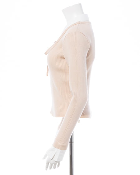 INGNI（イング） シャツドッキングフロントリボンニット ﾍﾞｰｼﾞｭ/ｵﾌﾎﾜｲﾄ