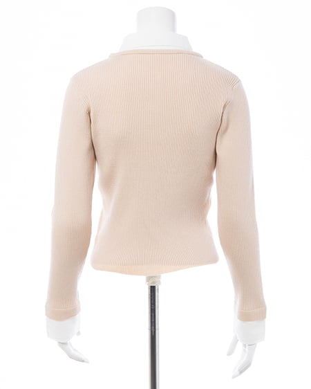 INGNI（イング） シャツドッキングフロントリボンニット ﾍﾞｰｼﾞｭ/ｵﾌﾎﾜｲﾄ