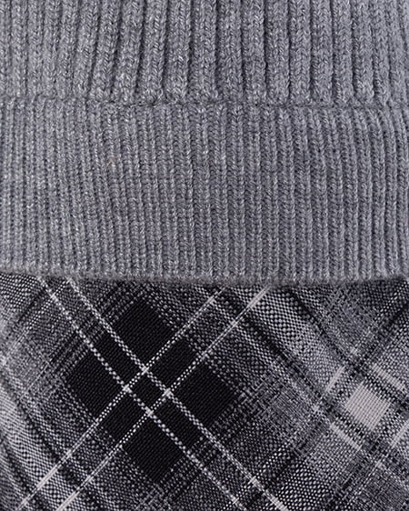 INGNI（イング） チェックシャツドッキングフロントリボンニット ｸﾞﾚｰ/ｸﾛ