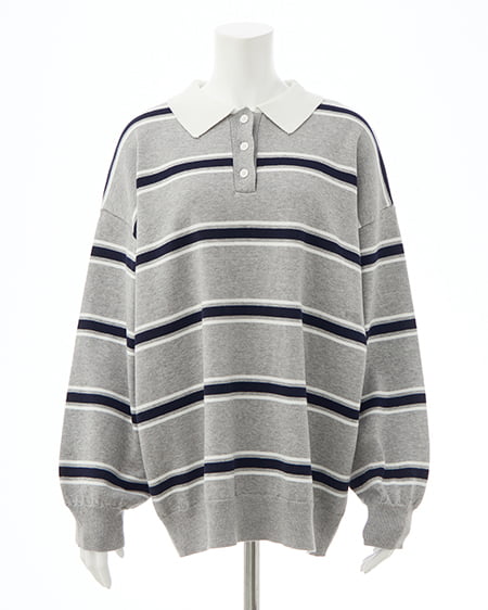 INGNI（イング） ボーダーポロニット ｸﾞﾚｰ