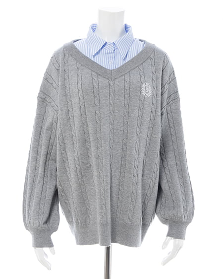 INGNI（イング） シャツドッキングVネックニット ｸﾞﾚｰ