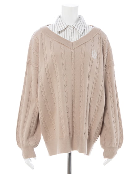 INGNI（イング） シャツドッキングVネックニット ﾍﾞｰｼﾞｭ