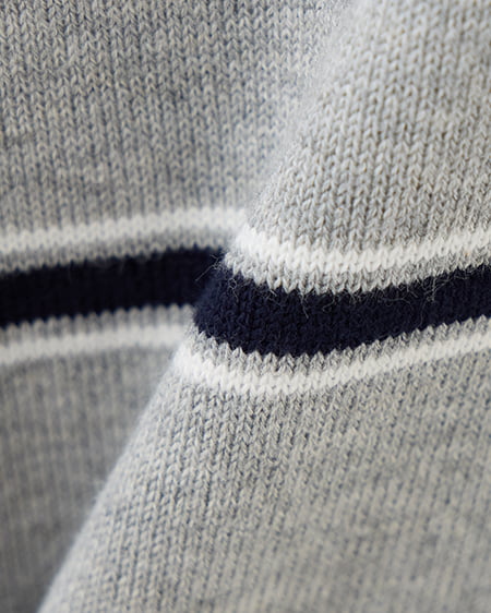 INGNI（イング） ショート丈ボーダーポロニット ｸﾞﾚｰ