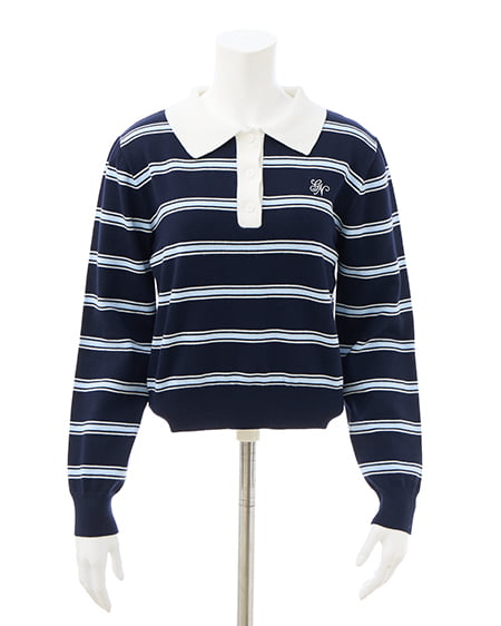 INGNI（イング） ショート丈ボーダーポロニット ｺﾝ