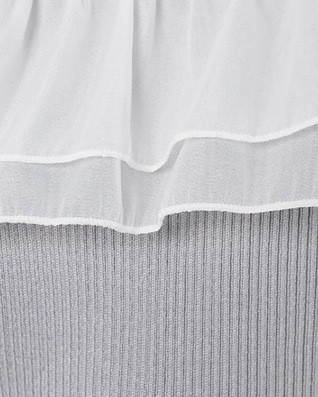 INGNI（イング） ラインストーンチェーンオフショルフリルニット ｸﾞﾚｰ/ｵﾌﾎﾜｲﾄ