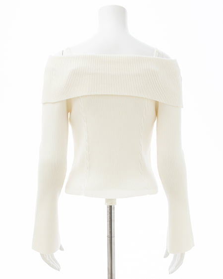 INGNI（イング） リボンオフショルフレアスリーブニット ｵﾌﾎﾜｲﾄ/ｸﾛ