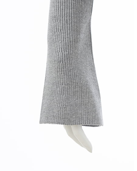 INGNI(イング) リボンオフショルフレアスリーブニット グレー/クロ