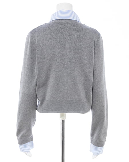 INGNI（イング） ボウタイドッキングニット ｸﾞﾚｰ/ﾌﾞﾙｰｽﾄﾗｲﾌﾟ