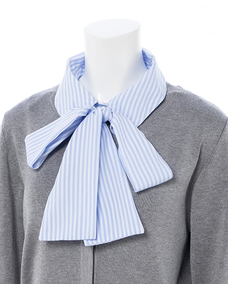 INGNI（イング） ボウタイドッキングニット ｸﾞﾚｰ/ﾌﾞﾙｰｽﾄﾗｲﾌﾟ