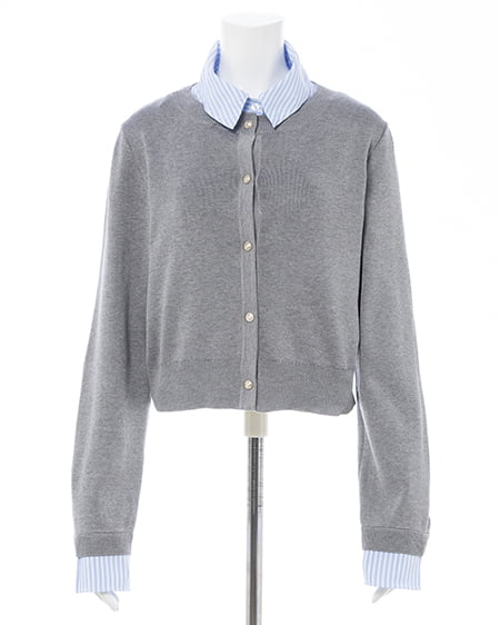 INGNI（イング） ボウタイドッキングニット ｸﾞﾚｰ/ﾌﾞﾙｰｽﾄﾗｲﾌﾟ