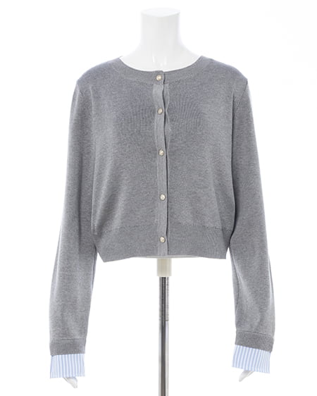 INGNI（イング） ボウタイドッキングニット ｸﾞﾚｰ/ﾌﾞﾙｰｽﾄﾗｲﾌﾟ