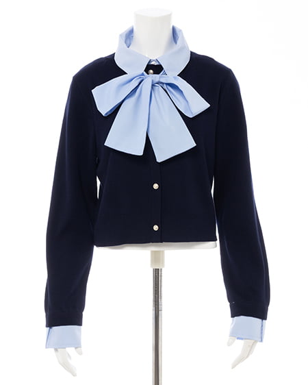 INGNI（イング） ボウタイドッキングニット ｺﾝ/ﾌﾞﾙｰ