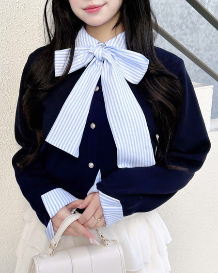 ボウタイドッキングニット