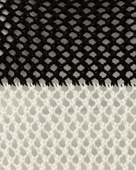 INGNI（イング） メッシュボーダーチュニックニット ｸﾛ/ｵﾌﾎﾜｲﾄ