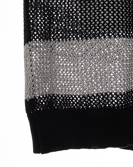 INGNI（イング） メッシュボーダーチュニックニット ｸﾛ/ｸﾞﾚｰ