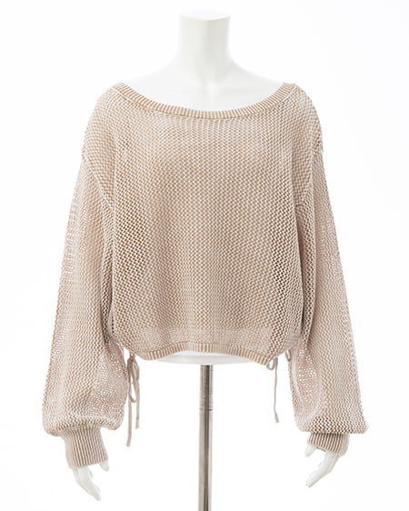 INGNI（イング） ウォッシュドロストメッシュニット ﾍﾞｰｼﾞｭ