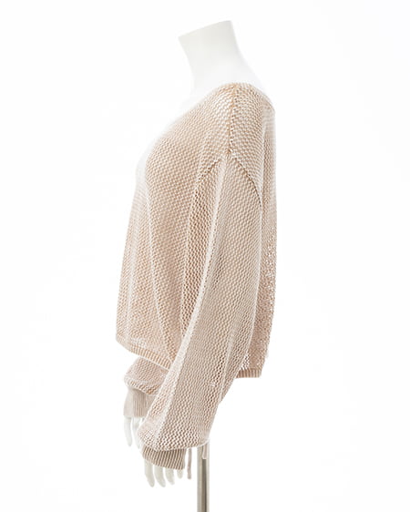 INGNI（イング） ウォッシュドロストメッシュニット ﾍﾞｰｼﾞｭ