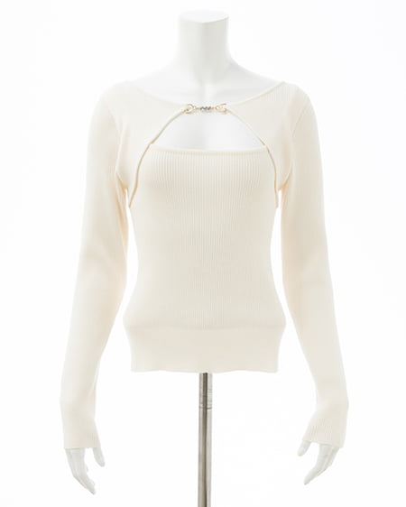 INGNI(イング) ビット付デコルテオープンリブニット オフホワイト