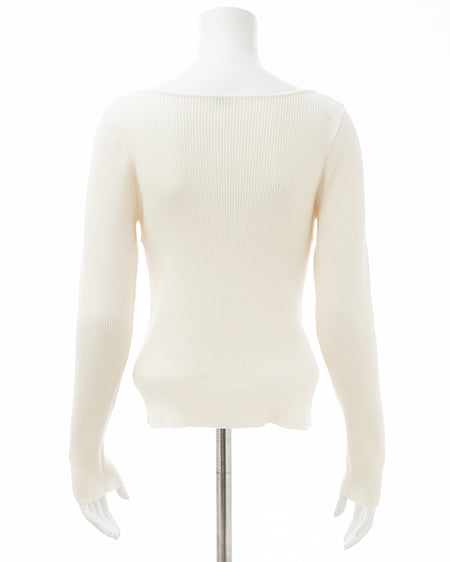 INGNI(イング) ビット付デコルテオープンリブニット オフホワイト