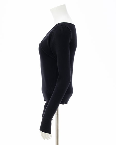 INGNI(イング) ビット付デコルテオープンリブニット クロ