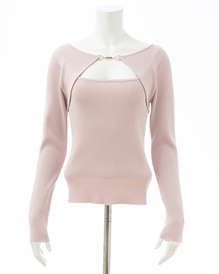 INGNI（イング） ビット付デコルテオープンリブニット ﾋﾟﾝｸ