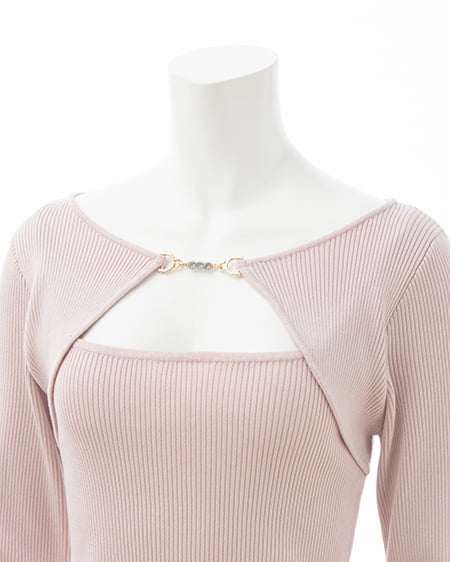 INGNI（イング） ビット付デコルテオープンリブニット ﾋﾟﾝｸ