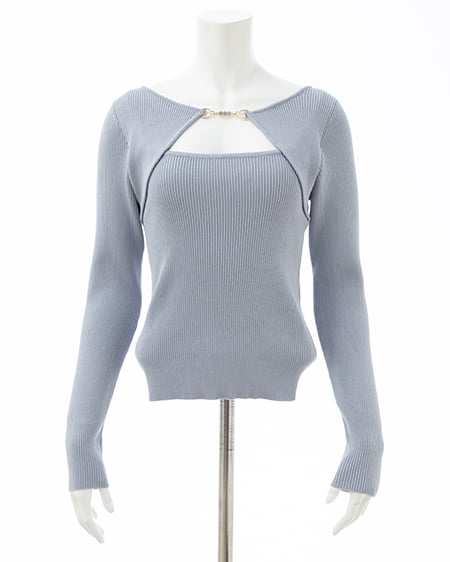 INGNI(イング) ビット付デコルテオープンリブニット サックス