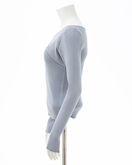 INGNI(イング) ビット付デコルテオープンリブニット サックス