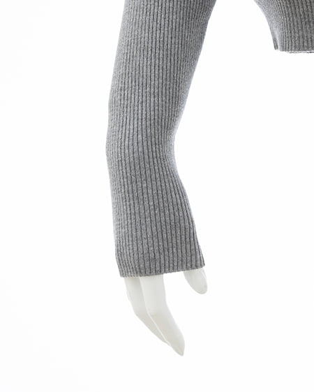 INGNI(イング) ワンショルビジュー付肩リボンニット グレー