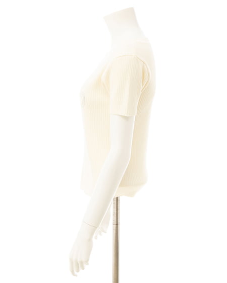 INGNI（イング） イニシャルビジューロゴ半袖リブニット ｵﾌﾎﾜｲﾄ