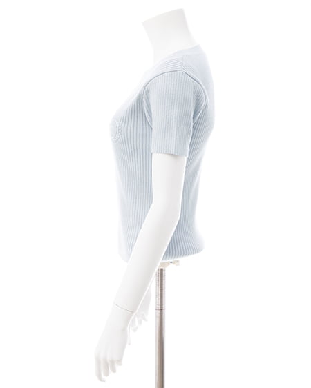 INGNI（イング） イニシャルビジューロゴ半袖リブニット ｻｯｸｽ