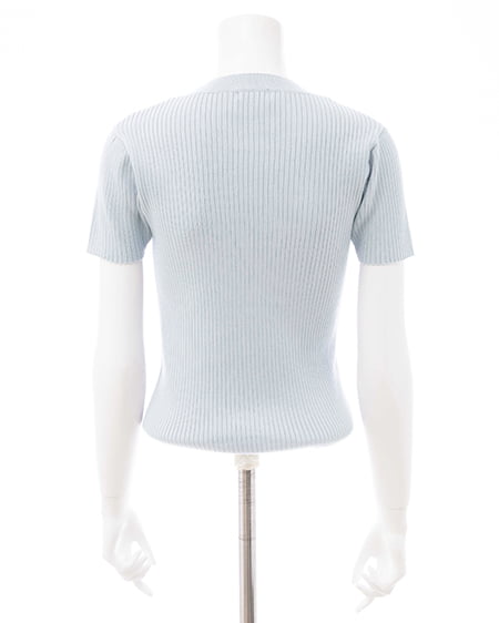 INGNI（イング） イニシャルビジューロゴ半袖リブニット ｻｯｸｽ