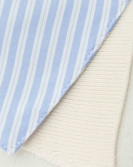 INGNI(イング) Wカラー配色半袖ポロニット オフホワイト/ブルーストライプ