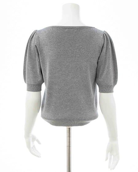 INGNI（イング） ビジュー飛ばしレイヤード風ニット ｸﾞﾚｰ/ｵﾌﾎﾜｲﾄ