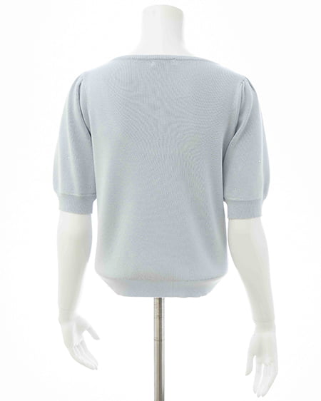 INGNI(イング) ビジュー飛ばしレイヤード風ニット サックス/オフホワイト