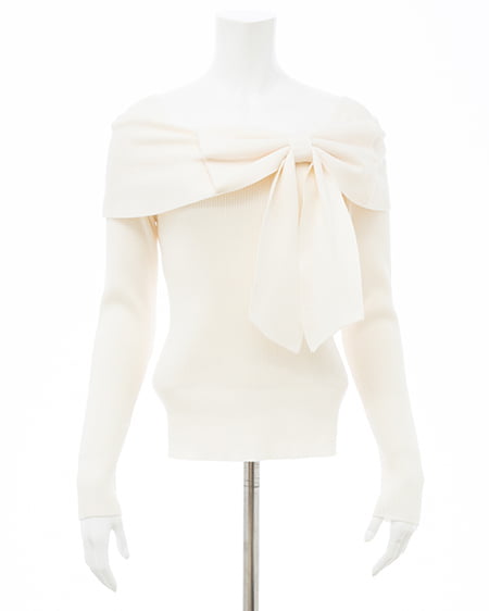 INGNI(イング) リボンオフショルニット アイボリー