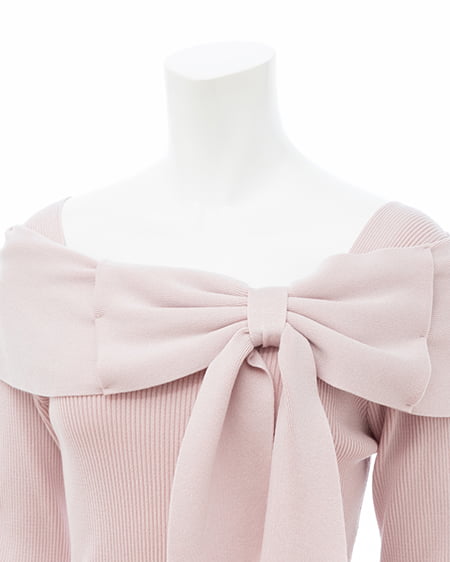 INGNI（イング） リボンオフショルニット ﾋﾟﾝｸ