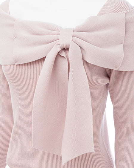 INGNI（イング） リボンオフショルニット ﾋﾟﾝｸ