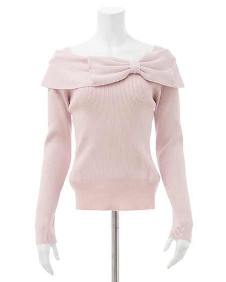 INGNI（イング） リボンオフショルニット ﾋﾟﾝｸ