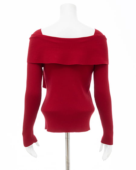 INGNI(イング) リボンオフショルニット アカ