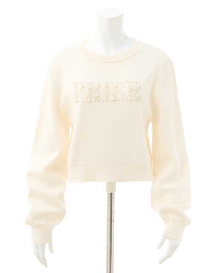 INGNI（イング） パールビジューロゴニット ｵﾌﾎﾜｲﾄ