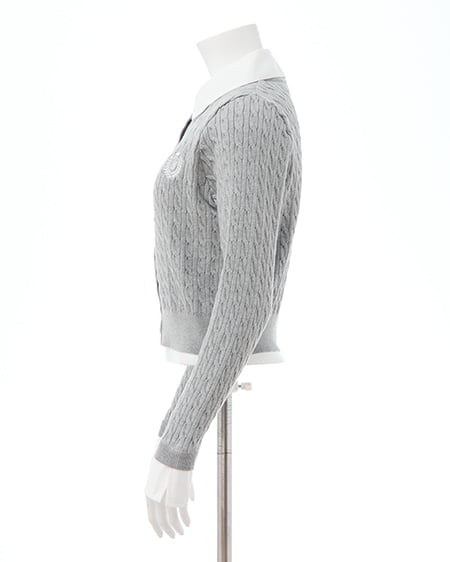 INGNI（イング） シャツレイヤード風ケーブルニット ｸﾞﾚｰ/ｵﾌﾎﾜｲﾄ